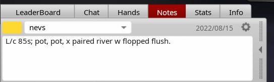 Making a player note on PokerStars
