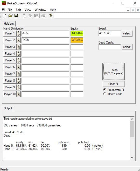 PokerStove - free poker equity software