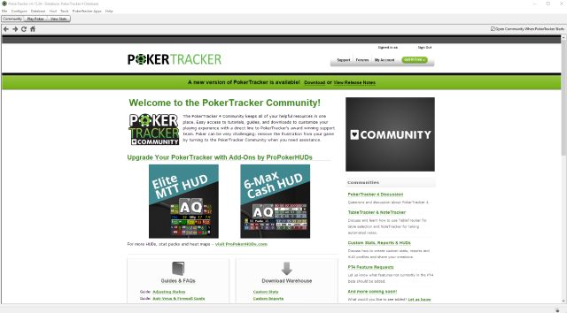 A screenshot of PokerTracker 4 tracking software