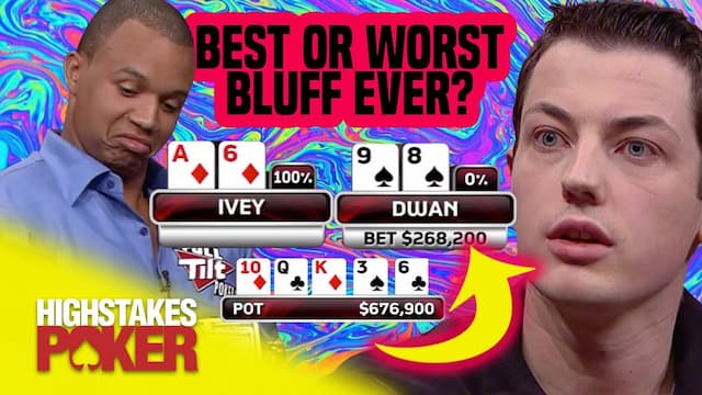 A thumbnail of a YouTube video showing one of the biggest Tom Dwan bluffs