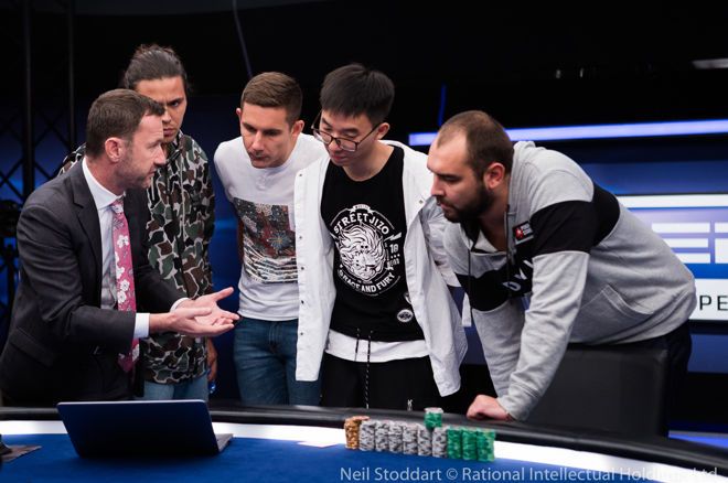 A picture of a poker players making a deal during a final table