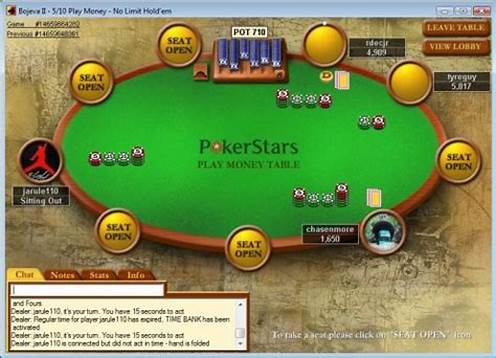 A screenshot of a PokerStars poker room