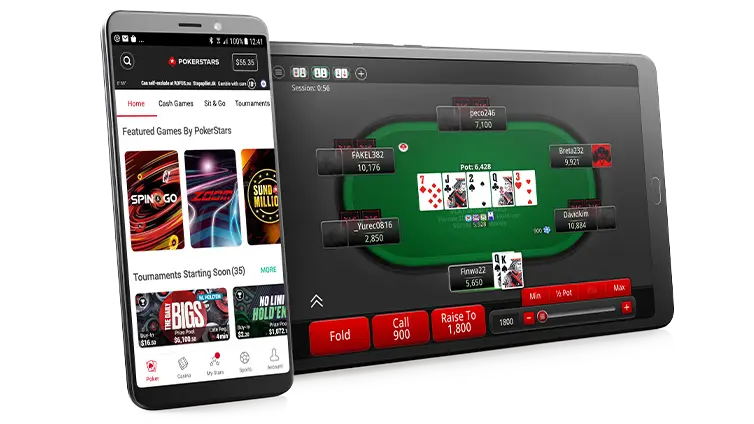 A picture of mobile poker on PokerStars platform