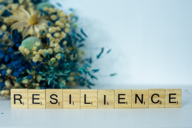 A picture of a scrabble word "resilience"